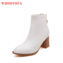 New Quality Winter Comfortable Black White Women Ankle Party Boots Lady Shoes High Heels W3-29 Plus Big Small Size 11 32 43 46 2024 - buy cheap