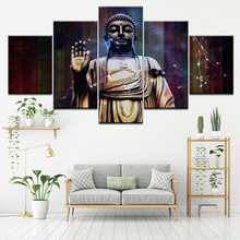 Pintura en lienzo de arte con marco de Buda, 5 piezas, arte de pared, papel tapiz Modular, póster impreso para sala de estar, decoración del hogar 2024 - compra barato