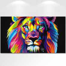 Canvas handmade Animal lion colourful Oil Painting Wall Art Picture on Canvas wall pictures for living room home decoration 2024 - buy cheap