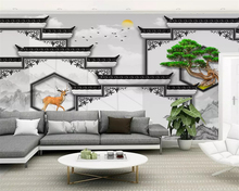 Beibehang Nova arquitetura Chinesa clássica paisagem pintura mural da parede TV fundo papel de parede papel de parede 3d papier peint 2024 - compre barato
