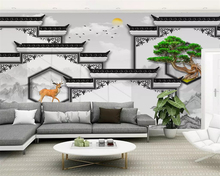 beibehang New Chinese architecture classic wall landscape painting mural TV background wallpaper papel de parede 3d papier peint 2024 - buy cheap