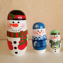 Hot Selling 5Pcs/Set Christmas Snowman Russian Wooden Matryoshka Nesting Dolls Kid Toy Gifts Russian Doll Toys 2024 - buy cheap