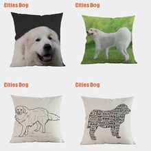 Cão grandes urso branco almofadas de almofada capas decorativas para sofá almofadas grandes pirenéus cães fronha capa deco 2024 - compre barato
