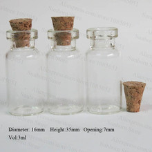 Frasco de vidro com cortiça, mini garrafa de vidro com cortiça, frascos de vidro recortados, recipiente pequeno de vidro 1000x3ml 2024 - compre barato