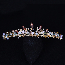 Cor Do ouro Do Vintage Pérola Strass Coroas Nupciais Tiaras Tiara Diadema Casamento Acessórios Para o Cabelo Das Mulheres de Cristal Da Coroa Da Rainha 2024 - compre barato