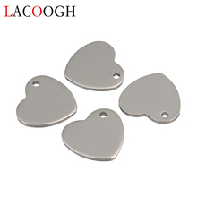 New 50pcs/lot Heart Stainless Steel Pendants Necklaces 14mm Dog Tag Charms For DIY Earrings Women DIY Jewelry Makings 2024 - buy cheap