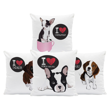 Cojín Beagle Chihuahua Boston Terrier Rosa Doberman, funda de almohada blanca para jardín, regalos para niños, 45x45cm de terciopelo 2024 - compra barato