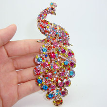 Retro fashion colored Rhinestone crystal bird peacock brooch pin art deco style 2024 - buy cheap