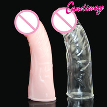 male Extender delay condoms penis extension sleeve reusable for men, realistic penis shape sleeve bold cock ring adult Sex toys 2024 - buy cheap