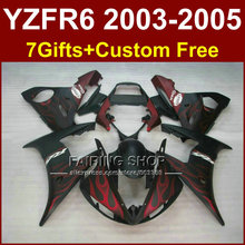 SJ7G Red flame in black bodywork for YAMAHA R6 fairing kit 03 04 05 fairings YZF R6 2003 2004 2005 Motorcycle sets J6UJ 2024 - buy cheap