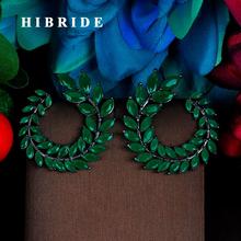 HIBRIDE Luxury Design Leaf Shape Multicolor Cubic Zironia White Gold Color Stud Earring For Women Jewelry Boucle d'oreille E-770 2024 - buy cheap