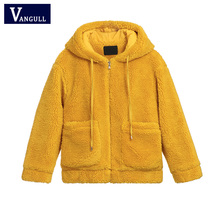 VANGULL Faux Fur Coat Women Winter Fur Jacket Warm Plush Female Coats 2019 New Fashion Zipper Big Pocket Ladies Elegant Outwear 2024 - buy cheap