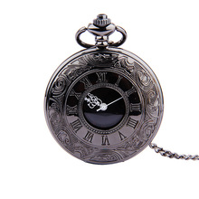 Fob Pocket Watch Vintage Charm Black Roman Fashion Quartz Steampunk Pocket Watch Unisex  Necklace  Pendant with Chain Gifts 2024 - buy cheap