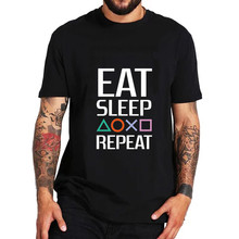 Comer dormir Playstation repetir camiseta mejor HipHop Tops Crazy Summer PS game camiseta para hombres de punto Vintage Slim Fit plus tamaño 3xl 2024 - compra barato