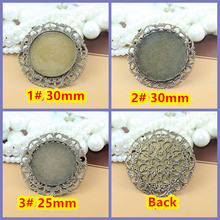 25mm,30mm 50pcs Antique Bronze Blank Pendant Trays Bases Cameo Cabochon Setting for Glass/Stickers 2024 - buy cheap