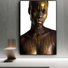 Nude African Black and Gold  Woman Oil Painting on Canvas Cuadros Posters and Prints Scandinan Wall Art Picture for living room 2024 - buy cheap