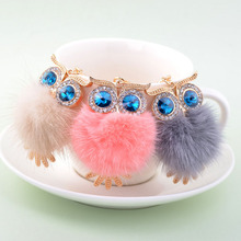 New Owl Faux Rabbit Fur Pompom Keychain Fluffy Animal Fur Ball Pendant Key Rings Key Holder Bag Ornament for Women CH3530 2024 - buy cheap