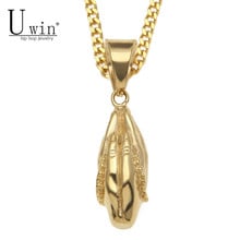 UWIN Golden Prayer hand Pendants 316L Stainless Steel Charm Men Hip hop Pendant Necklace Chain Fashion Punk Jewelry 2024 - buy cheap