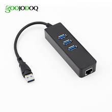 GOOJODOQ 3 порта USB 3,0 хаб 10/100/1000 Мбит/с гигабитный Ethernet адаптер USB к RJ45 Lan сетевая карта для ноутбуков Windows MacOS 2024 - купить недорого
