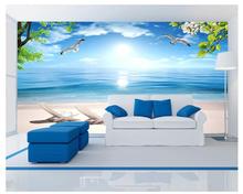 Papel de parede com foto personalizada para paredes 3 d, murais do mediterrâneo para decoração de parede de paisagem da televisão, sala de estar 2024 - compre barato