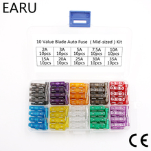 Fusible estándar para motocicleta y coche, fusibles de cuchilla de barco, mediano, 2A, 3A, 5A, 7.5A, 10A, 15A, 20A, 25A, 30A, 35A, con caja, 100 unids/lote 2024 - compra barato