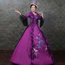 Personalizado 2018 rococó barroco Marie Antoinette vestido de época traje 18th siglo púrpura floral bordado bola vestidos para las mujeres 2024 - compra barato