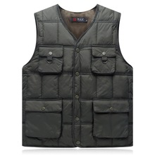 2018 Autumn and winter men's vest new business casual vest men's down cotton multi-pocket warm cotton vest thickened vest 2024 - buy cheap