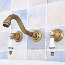 Grifo mezclador de latón antiguo para lavabo de baño, grifería de doble manija, 3 orificios, montado en la pared, zsf530 2024 - compra barato