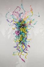 Lustre suspenso de vidro soprado colorido flor, lâmpada led de 110v ac, decoração artística, vidro, lustre de cristal suspenso 2024 - compre barato