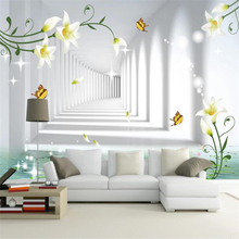 Настенные 3D-обои на заказ, обои с рисунком снов, лилий, бабочек, цветов, для телевизора, гостиной, спальни 2024 - купить недорого