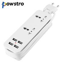 Regleta de viaje con enchufe de la UE, Protector contra sobretensiones con 4 puertos USB, cargador inteligente de pared, Hub de escritorio 2024 - compra barato