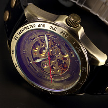 Reloj de pulsera de cuero para hombre, accesorio masculino de pulsera con mecanismo automático de esqueleto, de estilo Steampunk, de estilo clásico 2024 - compra barato