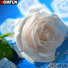 HOMFUN-pintura diamante 5D DIY "flor", bordado de diamantes de imitación cuadrados o redondos, estilo punto de cruz 5D, decoración del hogar, A16359 2024 - compra barato