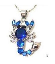 Jewelry blue gem opal crystal Scorpion Necklace Pendant gem chocker maxi undertale pingente sterling--jewelry 2024 - buy cheap