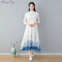 Cheongsam vestido de verano las niñas nueva slim chino tradicional ropa para mujer elegante vestido largo qipao mucho cheongsam Q807 2024 - compra barato