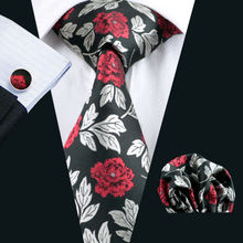 LS-348 2016 caliente de los nuevos hombres Floral 100% seda Jacquard tejido corbata pañuelo gemelos para hombres Formal de la boda fiesta de negocios 2024 - compra barato