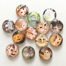 Free shipping (14pcs/lot) Cute Cat Round Glass Fridge Magnet Cartoon Animal Message sticker for Cat Lovers  Cat Decoration 2024 - buy cheap