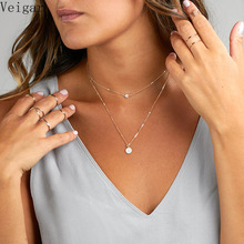 Double Chain Chokers Necklaces for Women 2018 Fashion Jewelry Bead Necklace Sequins Pendant Collier Femme Collane Ras Du Cou 2024 - buy cheap