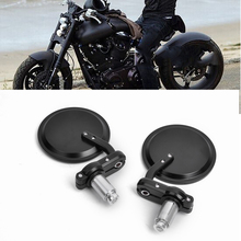 MOTORCYCLE BLACK 3" ROUND 7/8" HANDLE BAR END MIRRORS CAFE RACER BOBBER CLUBMAN 2024 - buy cheap