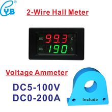 Two Wires DC Hall Voltmeter Ammeter DC 5-100V 0-200A Current Tester LED Digital Panel Ampere Meter Volt Amp Tester Amperemetre 2024 - buy cheap