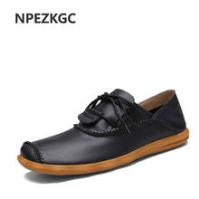 NPEZKGC Fashion Men Flats Comfortable Cow Split Leather Men Loafers Breathable Casual Driving Brand Soft Men Moccasins 2024 - buy cheap