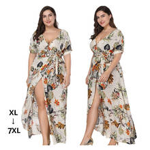 Summer Sexy Plus Size Women Maxi Dress 5xl 6xl 7xl Big Size Chiffon Long Beach Dresses Female Floral Printed Vestido BohoBodycon 2024 - buy cheap
