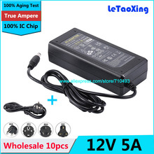 10pcs DC 12V 5A Adapter Power Supply + Cord For 5050 3528 LED Rigid Strip Light LED Display LCD Monitor DHL Free shipping 2024 - buy cheap