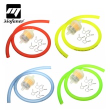 6mm Motorcycle Gas Fuel Filter Petrol Pipe Hose Line + 4 Clips Moto Scooter Dirt Bike Yellow Red Blue Green 2024 - купить недорого