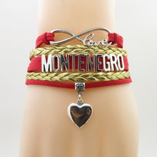 Подвеска для браслета infinity love montenegro, в форме сердца, с национальным флагом, браслеты для женщин и мужчин, украшения 2024 - купить недорого