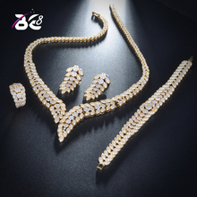 Be 8 Luxury Shinning Pave CZ Dubai Jewelry Sets 2018 Women Wedding Zirconia Leaf Design Copper 4pcs Jewelry Set bijoux femmeS137 2024 - buy cheap