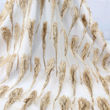 Translúcido Penas Appliqued Tule de Malha de Tecido Para Vestidos De Noite Festa De Casamento de Dança 2024 - compre barato