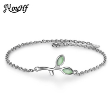 JYouHF Classic Leaves Charm Bracelet for Women Girl Fashion Green Opal Stone Link Chain Bracelets Jewelry Gift Pulseras Mujer 2024 - buy cheap