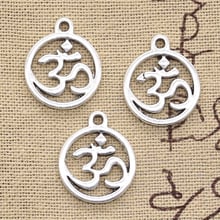 10 peças pingentes de amuleto circular yoga om 18x20mm pingente antigo ajuste vintage tibetano cor de prata joias artesanais faça você mesmo 2024 - compre barato