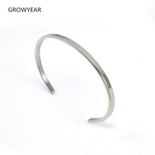 Cuff Bracelet Women Jewelry Thin Simple Bangles Silver Color Stainless Steel Jewelry 1 Piece  316L Can Engrave 1 Pc 2024 - buy cheap